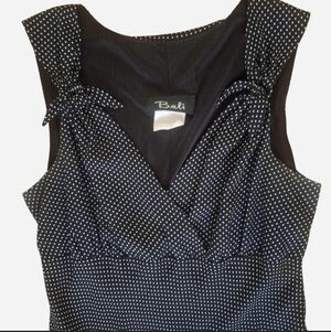 Bali 90s Vintage Black and White Polka Dot Tie-Strap Sleeveless Dress